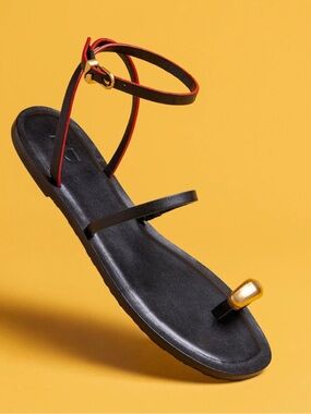 Larroude Biarritz flat ankle wrap sandal.  NEW without tags.